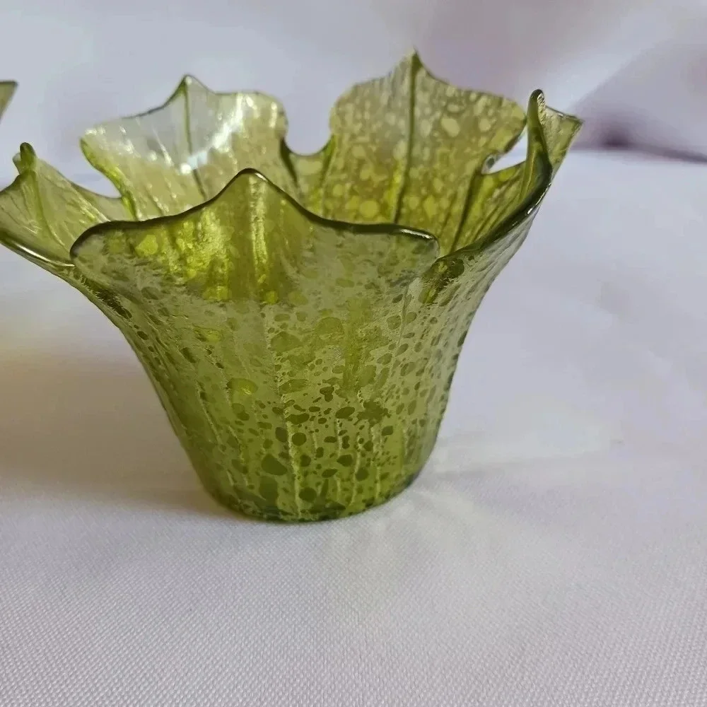 Green tea light holder set of 4